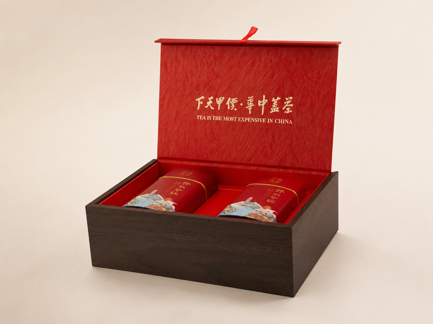 红色PVC双罐茶叶礼盒实拍图1